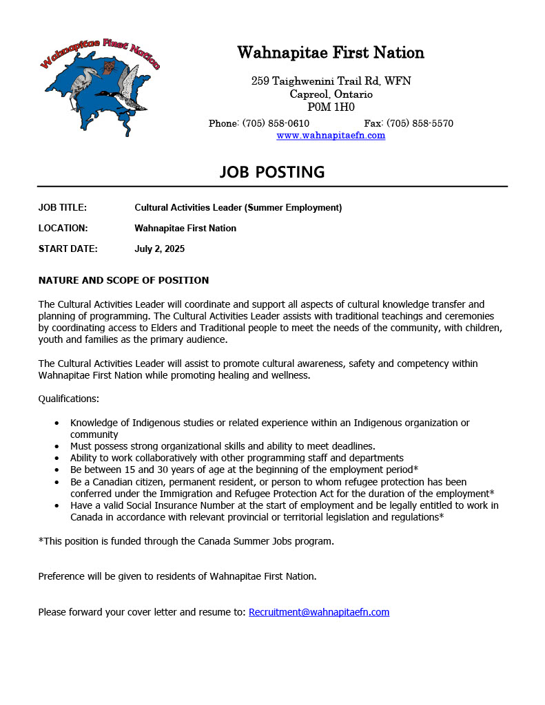 Cultural Activities Leader Summer Employment