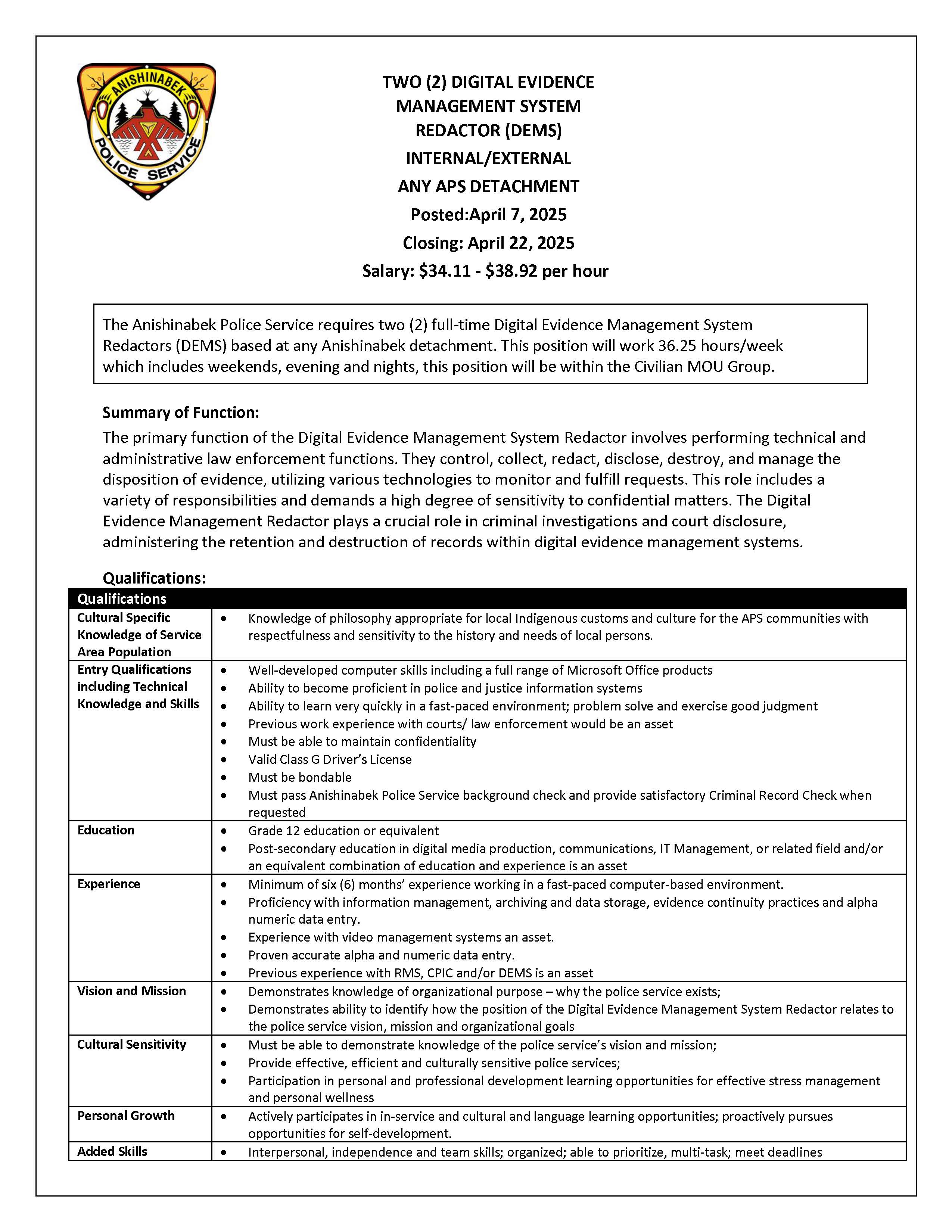 HQ 13 25 Digital Evidence Management Redactor Closes April 22 2025 Page 1