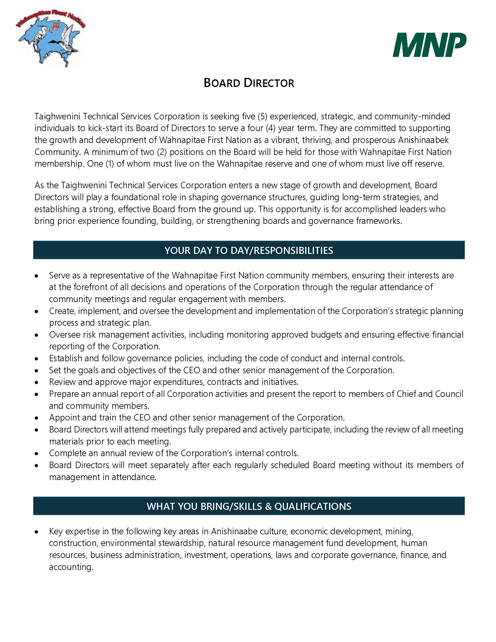 Board Director Job Posting Page 1