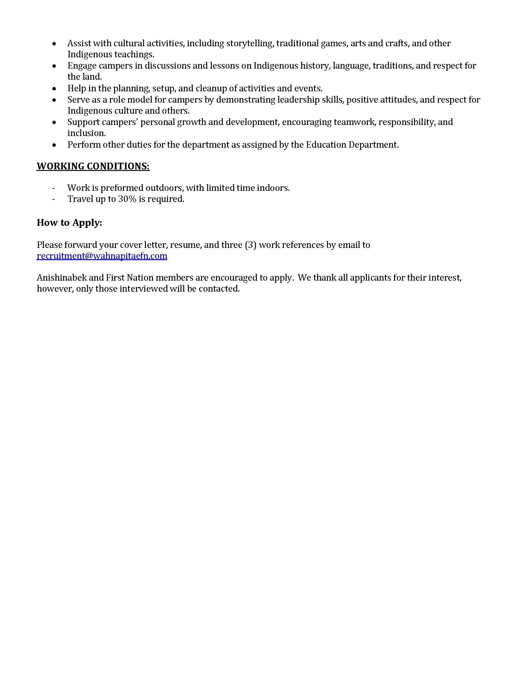 Camp Counsellor Job Ad Page 2
