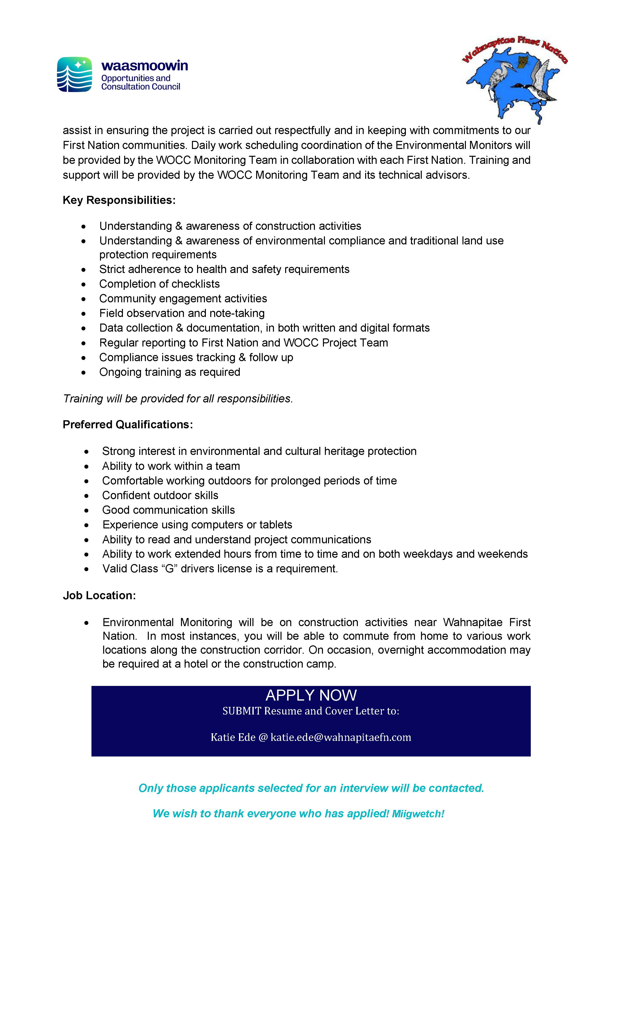 WOCC Environmental Monitors Job Posting Page 2